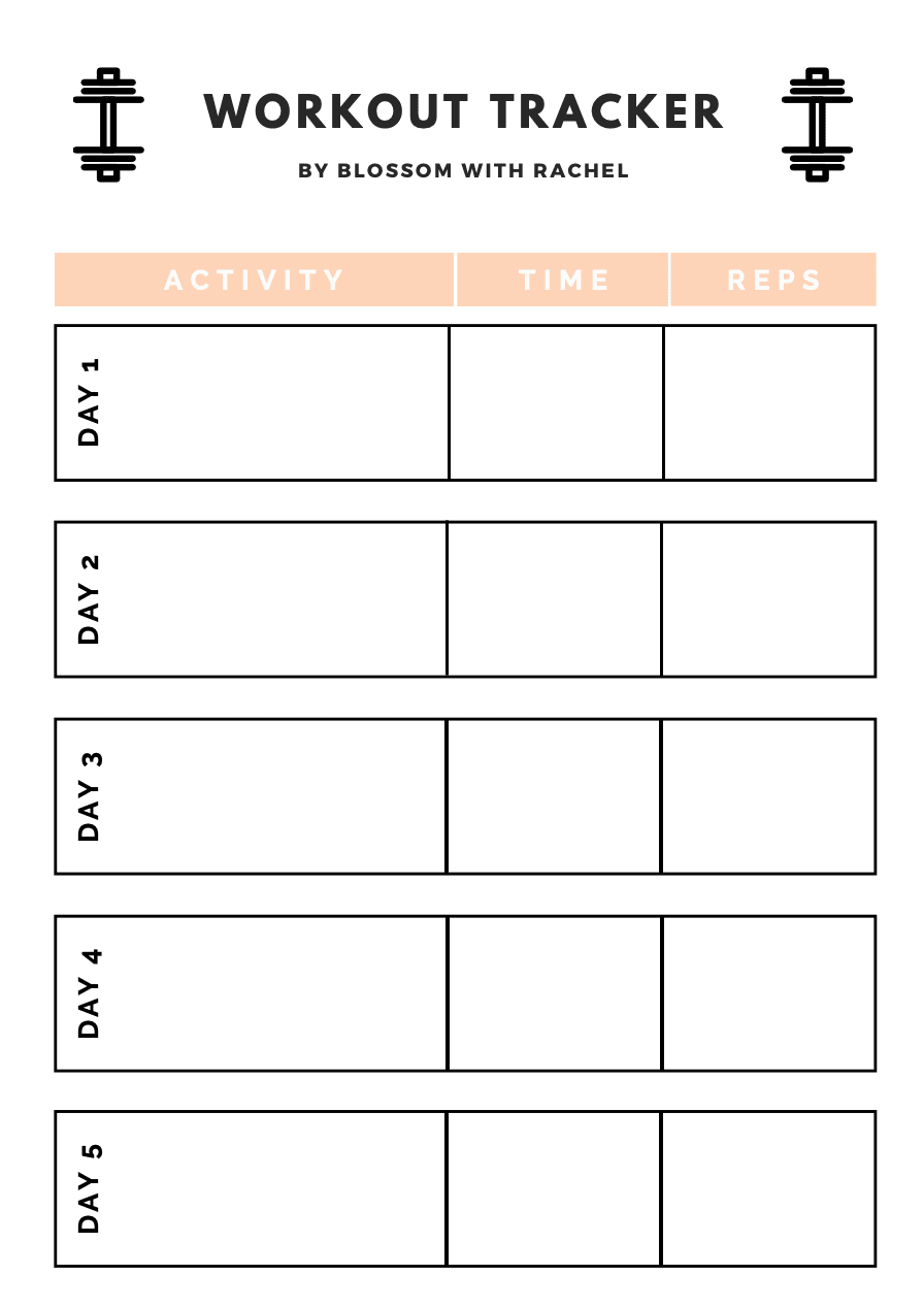 15 Page Free Fitness Planner Printable - Blossom With Rachel